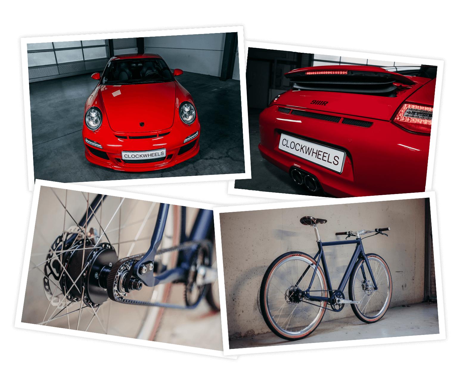 Alte Geschichten - Bildcollage Porsche 9XXXR und  Fahrrad UHRRAD 011